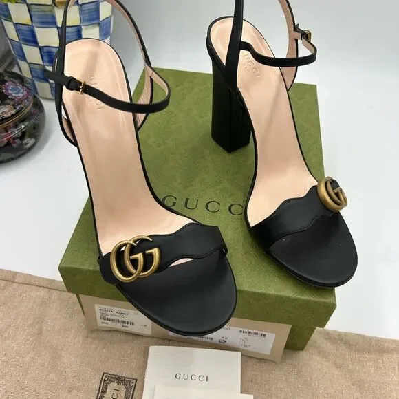 Women's Gucci GG Marmont, Block , heel strap sandals,105 cm size 42made Italy